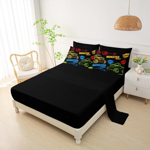 QOOMO Truck 7 Pieces Comforter Set Full Size,Car Bedding Set for Kids