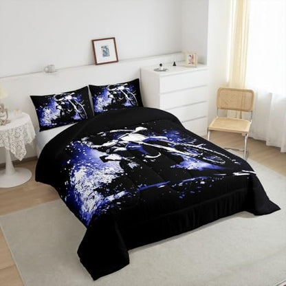Feelyou Dirt Bike King Size Comforter Set for Kids Boys Girls Decor