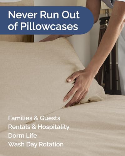 King Standard Pillow Cases Set of 10 - Pillowcase Covers - Heathered Beige