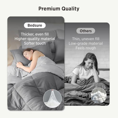 Bedsure Twin XL Comforter Set Reversible Bed Set 5 Pcs Grey/Light Grey