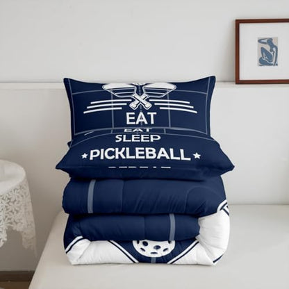 Feelyou Pickleball Bedding Set Boys Girls King Size Pick Racket Pattern Comforter Set for Kids Women Men Pickleball Fields Comforter Sports Game Duvet Set Pickleball Themed Gifts Quilt Set