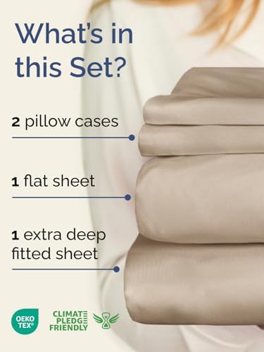 Extra Deep Pocket Queen Size Sheet Set - 4 Piece Soft Bed Sheets - Wheat