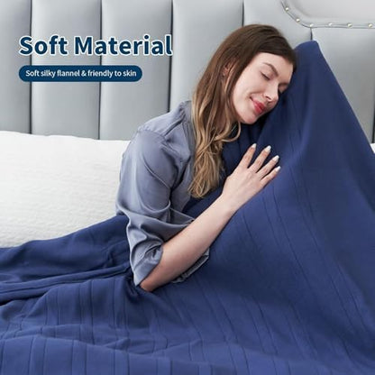 Eydna Electric Heated Blanket Full Size 72"x84",Fast Heating Throw, Soft Fleece for Bed & Sofa, 10 Hours Auto Off & 4 Heating Levels, Machine Washable, Gifts for Womens & Family-Dark Blue