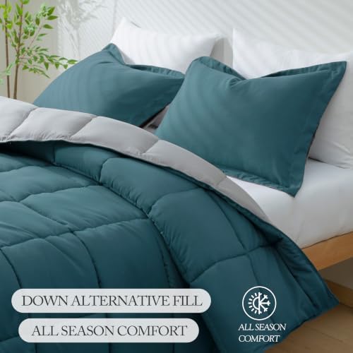 HIG 3pc Dusty Blue King Size Bedding Comforter Set Duvet Insert Blanket
