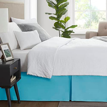 Nestl Beach Blue Twin Bed Skirt - Twin Size Bed Skirt 14 Inch Drop - Brushed Microfiber Bed Skirts - Hotel Quality Pleated Bed Skirt - Shrinkage & Fade Resistant