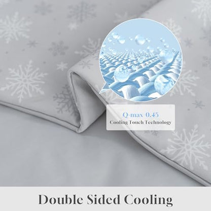 CHOSHOME Cooling Comforter Cooling Blanket, Q-Max 0.45 Cool Sleeping Summer Blanket for Hot Sleeper Night Sweats, Super King 96" x 120", Light Grey