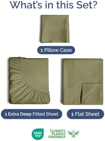 Extra Deep Pocket Twin XL Sheet Set - Breathable & Cooling - Sage Green
