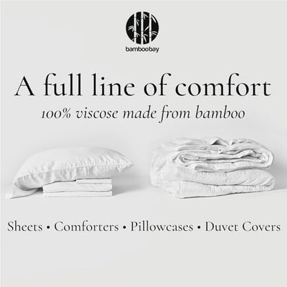 Bamboo Bay 7 Piece Split King Size Sheet Set, 100% Viscose Made from Bamboo, Breathable, Ultra Soft Cooling Bed Sheets for Adjustable Beds, Beddings with Deep Pockets Fit 16" Mattress, Light Grey