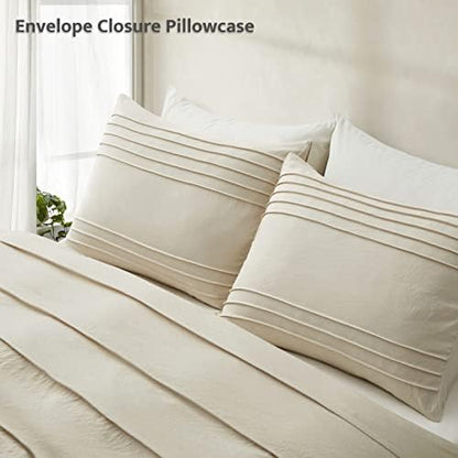 Oli Anderson 2PCS Pleated Duvet Cover Set, Beige, Twin