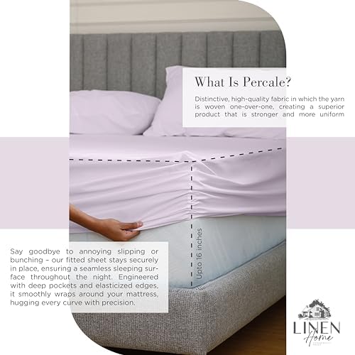 Linen Home 2-Pack King Sheet Set, 100% Cotton Percale Bedding, 8-Piece Value Bundle, Deep Pocket Cooling Bed Sheets for Hot Sleepers, Breathable & Crisp Hotel Quality, Long-Staple Cotton, Iris Lilac