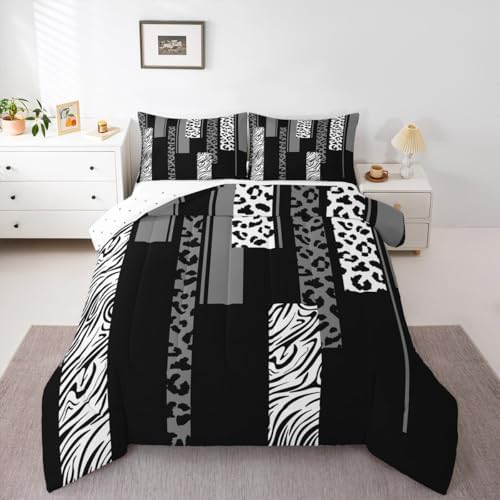 Feelyou Animal Print Leopard Zebra Comforter Set Queen Size Kids Boys