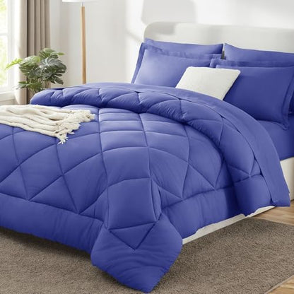 CozyLux King Comforter Set 102"x90" Very Peri - 7 Piece Bed in a Bag