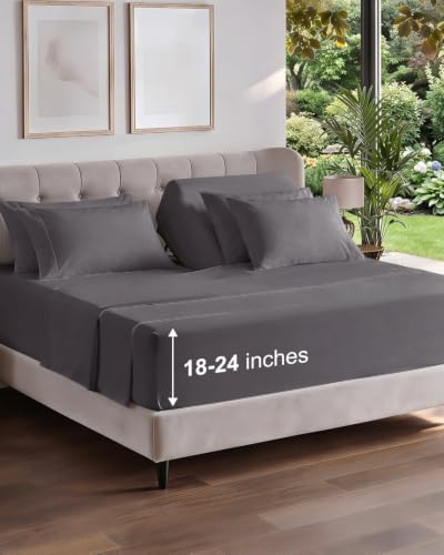 Extra Deep Flex Top Split Head King Sheet Set - 6pc Sheets - Dark Grey
