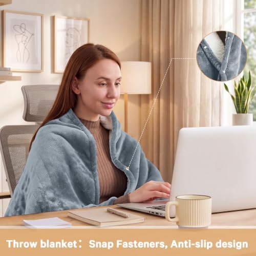 Heated Electric Blanket Twin, Heating Blanket, 62" x 84", Ivory Gray