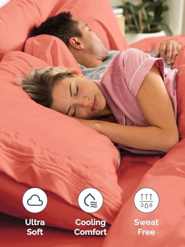 CGK Linens Extra Deep Twin Fitted Sheet - Fitted Sheet Only - Coral