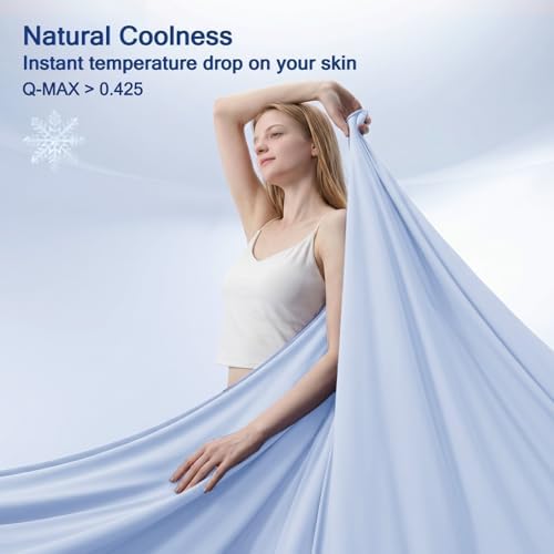 Vielit Cooling Comforter King Size for Hot Sleepers & Night Sweats, Luxury Lightweight Cooling Blanket, Soft Dual-Sided Breathable Summer Comforter,Q-Max>0.425,Machinewashable,90x106,Sky Blue