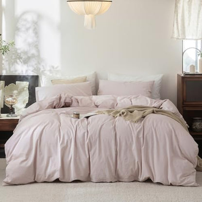 FOSSA Duvet Cover Set 100% Washed Cotton Linen Feel Super King Plus