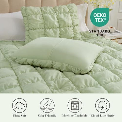 Amélie Home King Bubble Comforter Set, Soft, Sage Green, 3-Piece