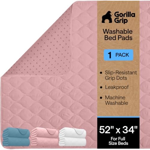 GORILLA GRIP Washable Reusable Underpads, 34x52, Pink