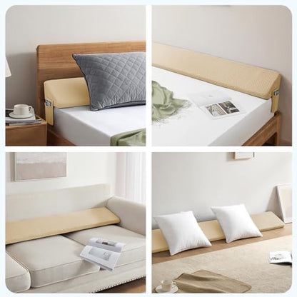Homemate Twin Size（39"x10"x6"） Bed Wedge Pillow for Headboard - Upgraded Bed Gap Filler Twin Between Mattress and Headboard - Wedge Pillow headboard - Khaki