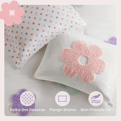 Intelligent Design Kids White Floral Twin Comforter Set for Girls, 3pc