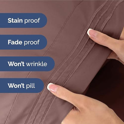 Queen Size 4 Piece Sheet Set - Ultra Soft & Cooling Sheets - Clay