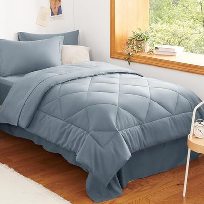 CozyLux Twin XL Comforter Set 68"x88" Dusty Blue - 5 Piece Bed in a Bag