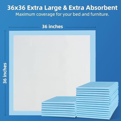 SOFYFINE 100 Count Extra Large Chucks 36"x36" Thicken Elderly Adults Incontinence Bed Pads Disposable, Heavy Duty Absorbency Underpads Waterproof, XXL Extra Large Puppy Pee Training Pad