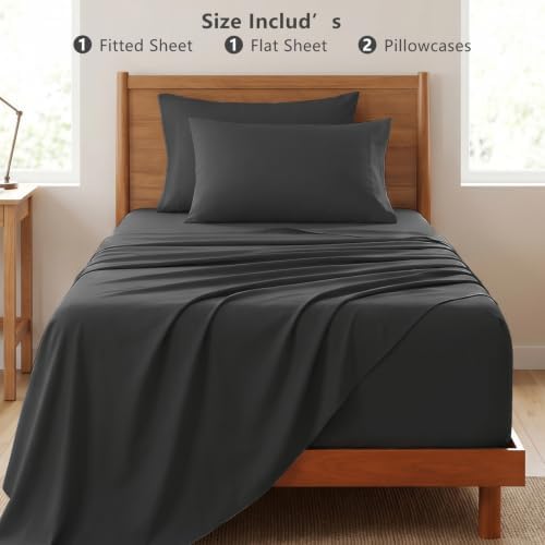 CozyLux Twin XL Sheet Set 4-Piece, 21-Inch Deep Pocket, Soft Brushed Feel