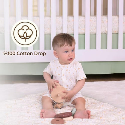 Green Crib Skirt Neutral, Baby Crib Skirt Boy Girl, 52"x28" with 15" Drop Bedskirt, Cotton Bed Skirt, OEKO TEX Certified Cribs Dust Ruffle, Cribs Accessories Boy Girl (Green Bedskirt)