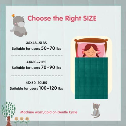 yescool Weighted Throw Blanket 5lbs, 36" x 48", Green