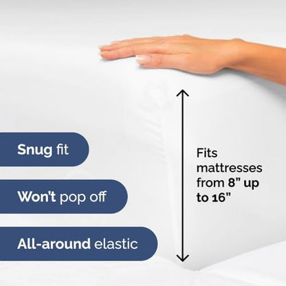 Twin Size 3 Piece Sheet Set - Ultra Soft & Cooling Sheets - Bright White