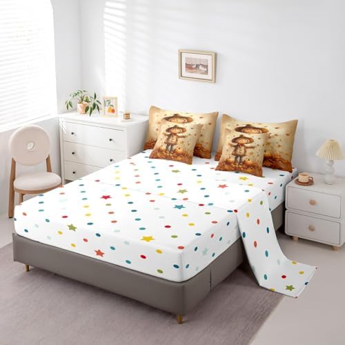 Erosebridal Autumn Farm Twin Comforter Set 7 Piece for Kids Boys Girls Scarecrow Fall Harvest Bed in A Bag with Sheets Pumpkin Maple Leaf Print Bedding Set Brown Retro Bed Set Room Decor