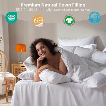 Goose Feather Down Comforter Queen,100% Organic Cotton Duvet Insert
