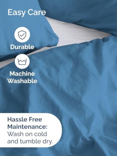 Duvet Cover Cal King Size - 3 Piece with Zipper Closure - Denim Blue