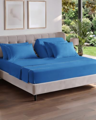 Flex Top Split Head King 6 Piece Sheet Set - Soft & Cooling - Royal Blue