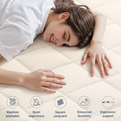 OLANLY Twin XL Quilted Mattress Pad, Down Alternative Fill, Ivory White