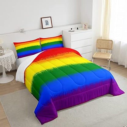 Feelyou Rainbow Bedding Set Colorful Rainbow Comforter Set for Kids Boys Girls Multicolor Comforter Ultra Soft Quilt Set 1 Comforter Set with 2 Pillowcases King Size
