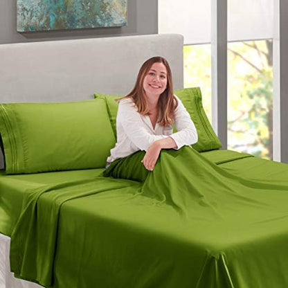 Nestl Full XL Sheet Set - Bed Sheets - Calla Green - 4-Piece Deep Pocket