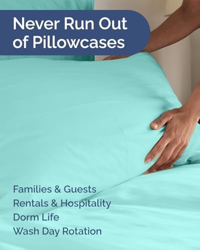King Standard Pillow Cases Set of 8 - Soft Pillowcase Covers - Spa Blue