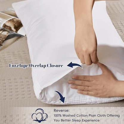 PHF Cotton Waffle Pillow Shams Cal King 20" x 40", White, No Insert