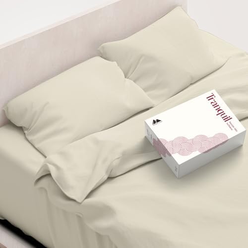 Mayfair Linen Egyptian Cotton Sheets King Size - Luxury 800 Series High Thread Count King Sheets (4 PC, Sand), Soft Cooling 16" Deep Pocket Hotel Quality Bed Sheet Set - Tranquil Collection