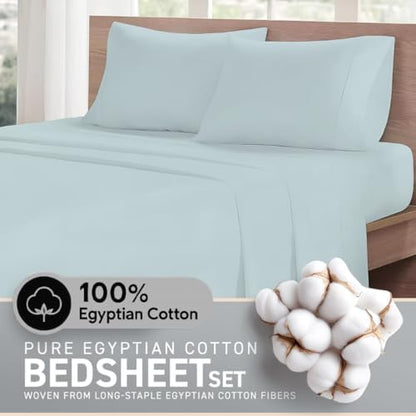 100% Egyptian Cotton California King Sheet Sets 6-PC 16" Deep, Light Blue