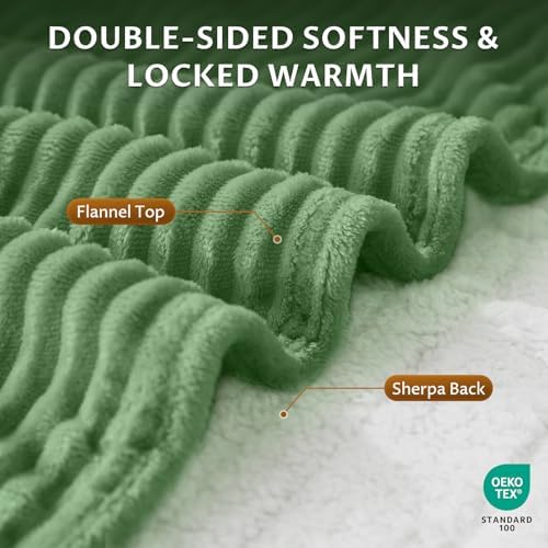 Reaks Heated Blanket Twin, 9 Heat Levels, 2-10H Auto-Off, 62"x84", Green