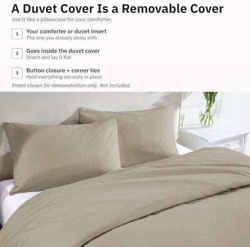 California Design Den Luxury King Duvet Cover Sets, Taupe
