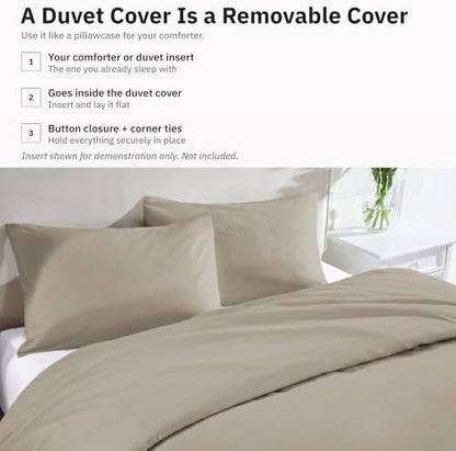 California Design Den Luxury King Duvet Cover Sets, Taupe