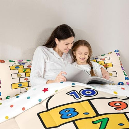 jejeloiu Alphabet ABC Bedding Set Soft for Boys Girls, Number Learning Comforter Set King Size Colorful Educational Duvet Quilt Microfiber Bedroom Decor 3 Pcs with 2 Pillow Cases