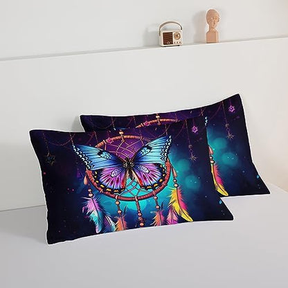 HOSIMA Dream Catcher Comforter Set 3Pcs,Boho Comforter Full Size for Teens Adults Girls Room Decor Native American Gypsy Butterfly Bedding Indian Hippie Feather Comforter.