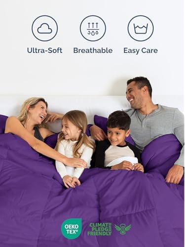King Comforter Set - 7 Piece Bed in a Bag King Size Bed Set, Soft - Purple