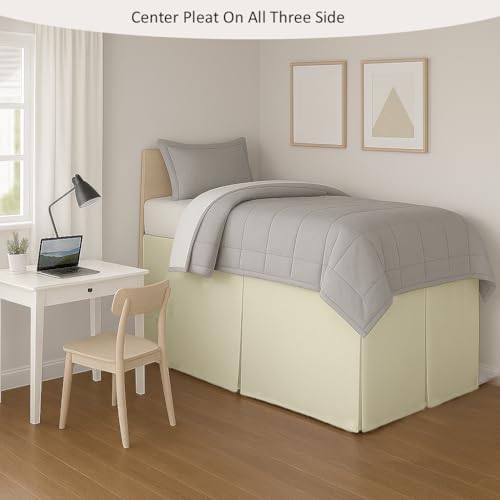 eBeddy Linens Split Corner Dorm Bed Skirt Twin XL – 42 Inch Drop, 100% Microfiber, Extra Long Bed Skirt for College Dorm, Platform Style, Ivory Solid, Hidden Storage Solution, Easy Fit